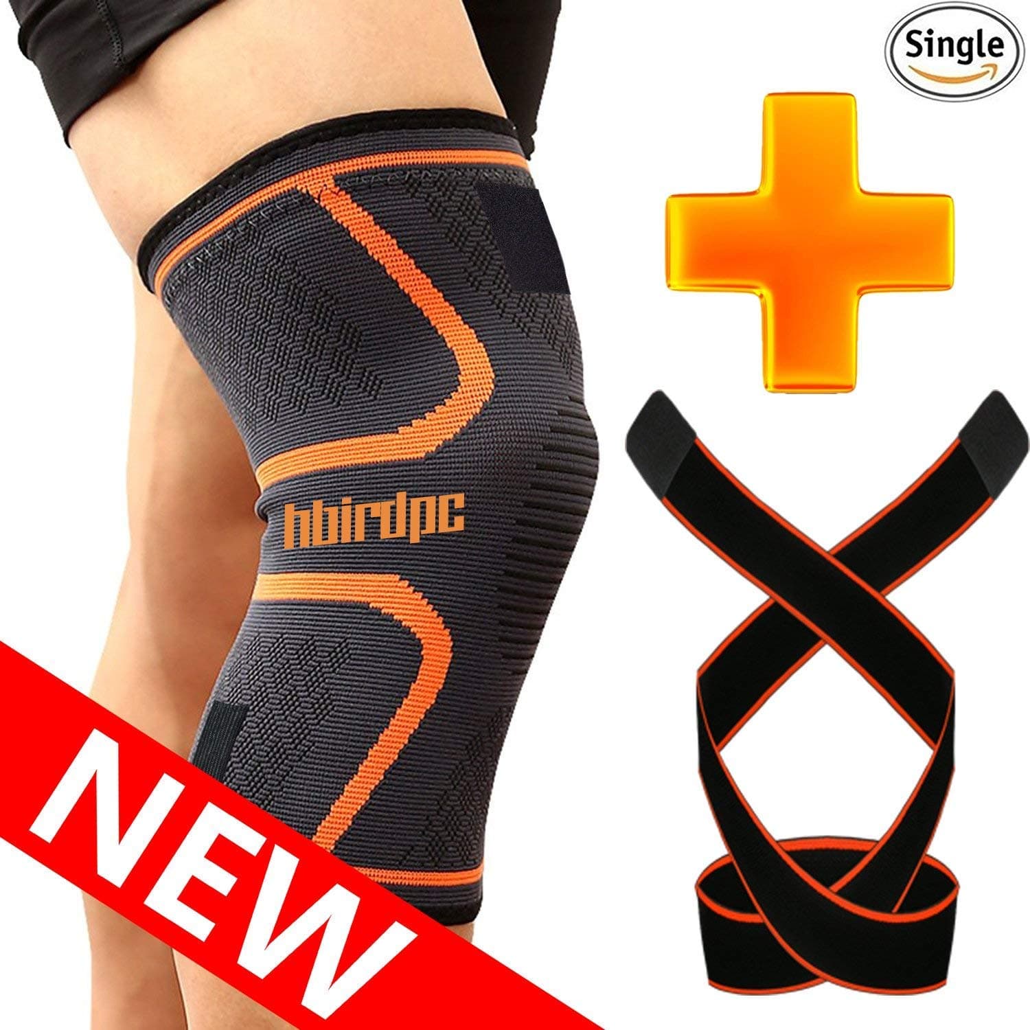 Knee Brace, Compression Knee Sleeve with Adjustable Strap for Pain Relief, Meniscus Tear, Arthritis, ACL, MCL, Quick Recovery - Knee Support for Running, Basketball, Crossfit by HBirdPc (XL)