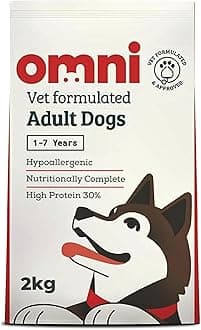 OMNI Hypoallergenic Dog Food 2kg for Adult Dogs - Protein-Rich Dry Kibble, Made in the UK with Natural Ingredients, Backed by Vets, Supported By Science, Dragons’ Den Winners