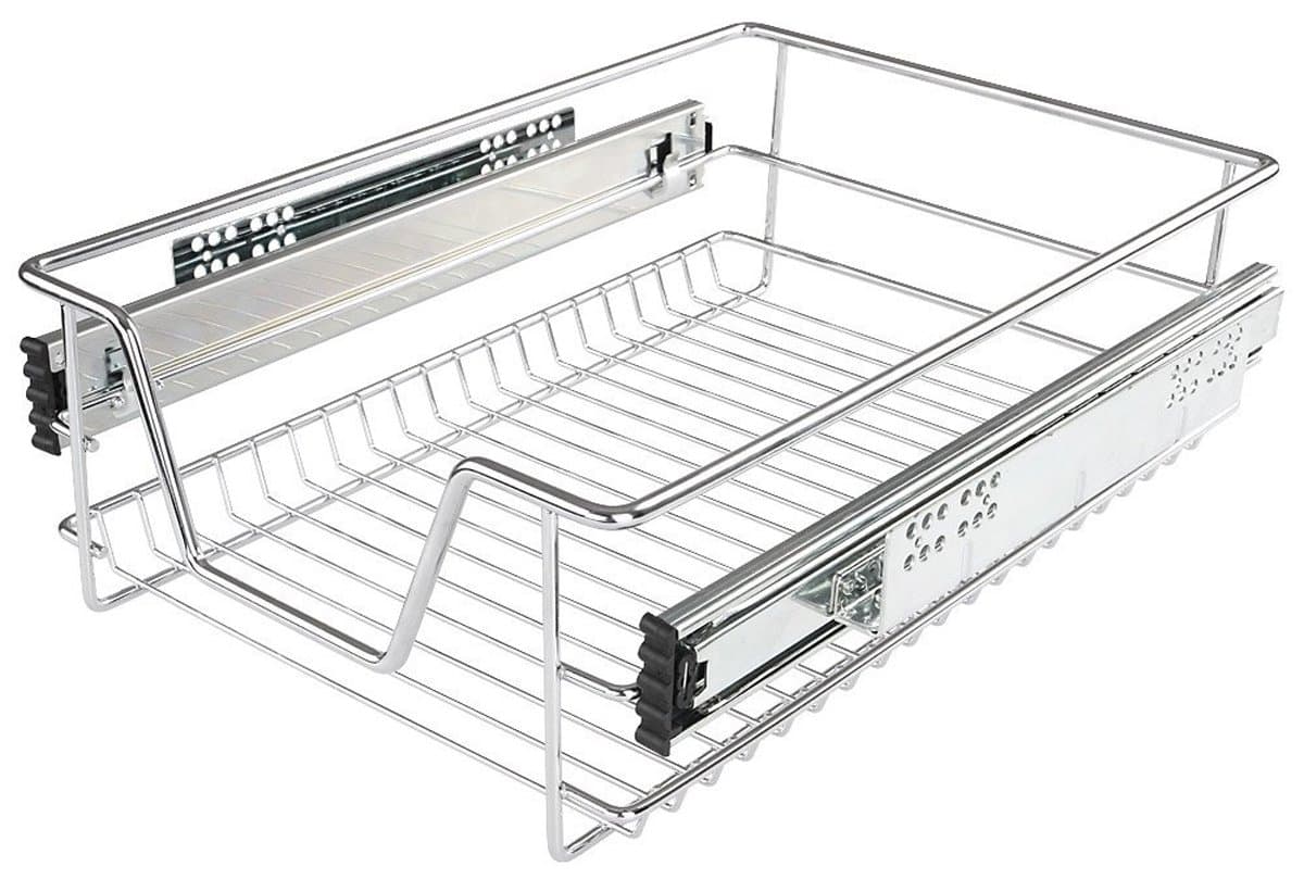 Heavy Duty Kitchen Pull Out Wire Basket Base Unit Storage in Various Sizes (400mm (Actual Width = 314mm))