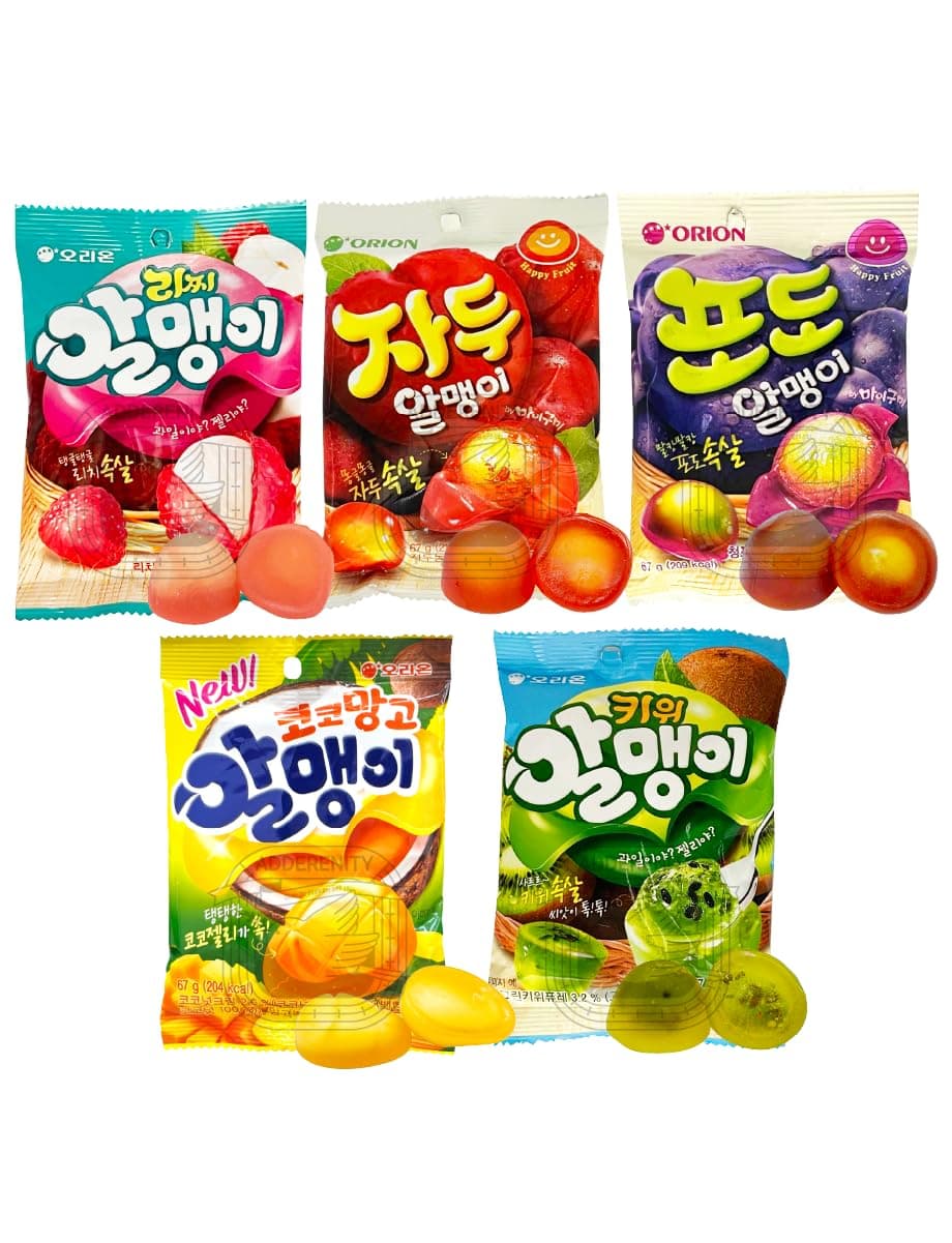 [5 PACK]Fruit Peelable Candy - 4D peelable Gummies, 11.8 oz Rich 5 Fruits Flavored Jelly Fruit Peelable Candy - Soft Texture 4D peelable Gummies Jelly Filled Gummies, Gluten Free Korean Snacks, Sweet Crystal Fudge for Party Father's Day Gifts (5 Bags) Packed 오리온 한국 젤리