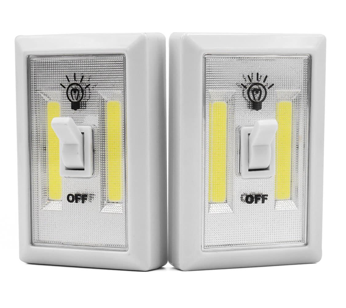 Haoerliang Super Bright COB Cordless Light Switch - Battery Operation Can be sticked Under Cabinet, Shelf, Closet, Nightlight & Kitchen RV & Boat (2 pcs Pack)
