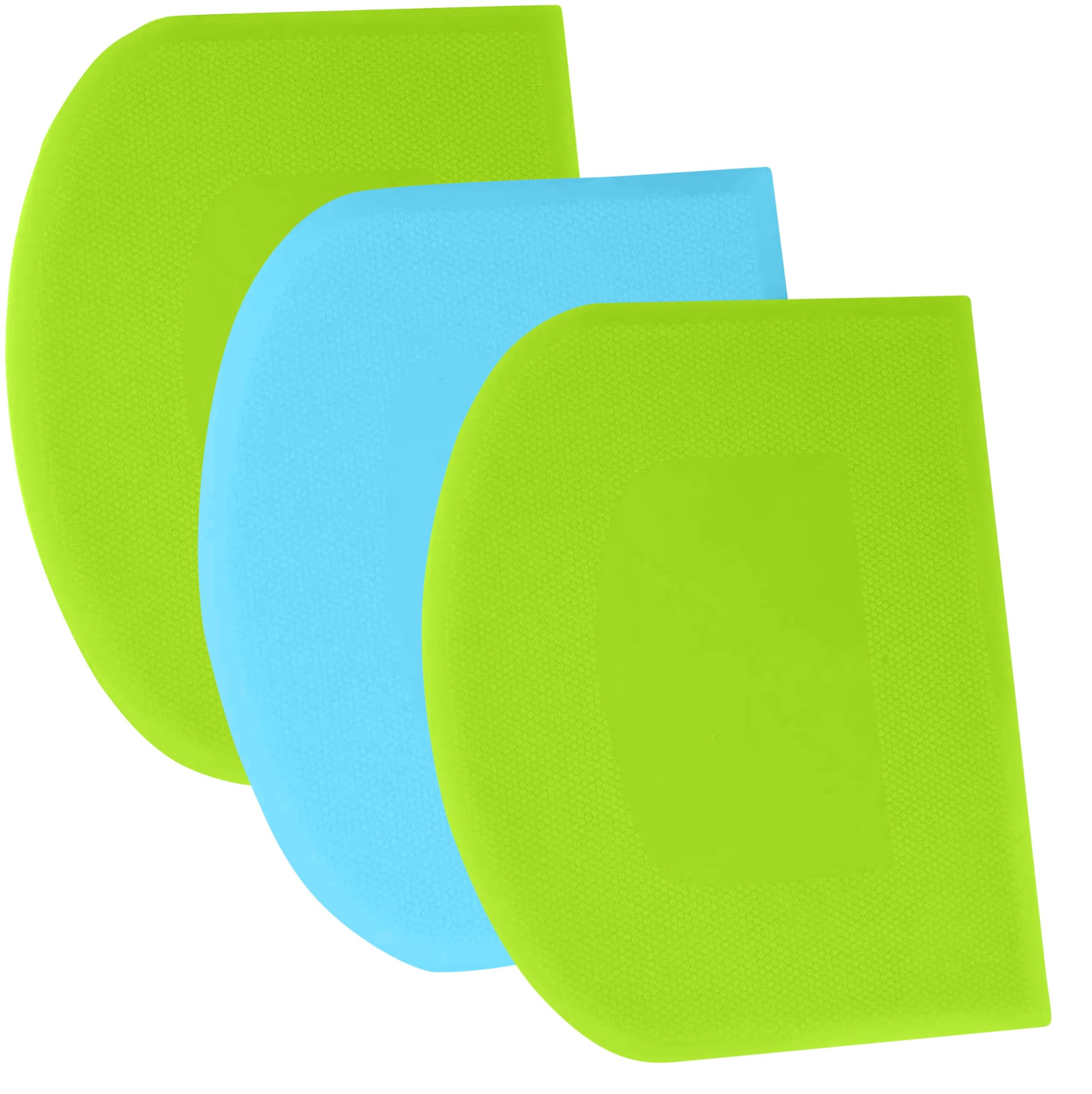 SURDOCA Dough Scraper Bench Scraper - 3P 4.7x3.7" Plastic Flexible Bowl Scraper, Sharp Edge & Angles Cake Scraper. Non-Slip Bakeware Decorating Tools Sculpting & Modeling Tools - Green+Blue+Green