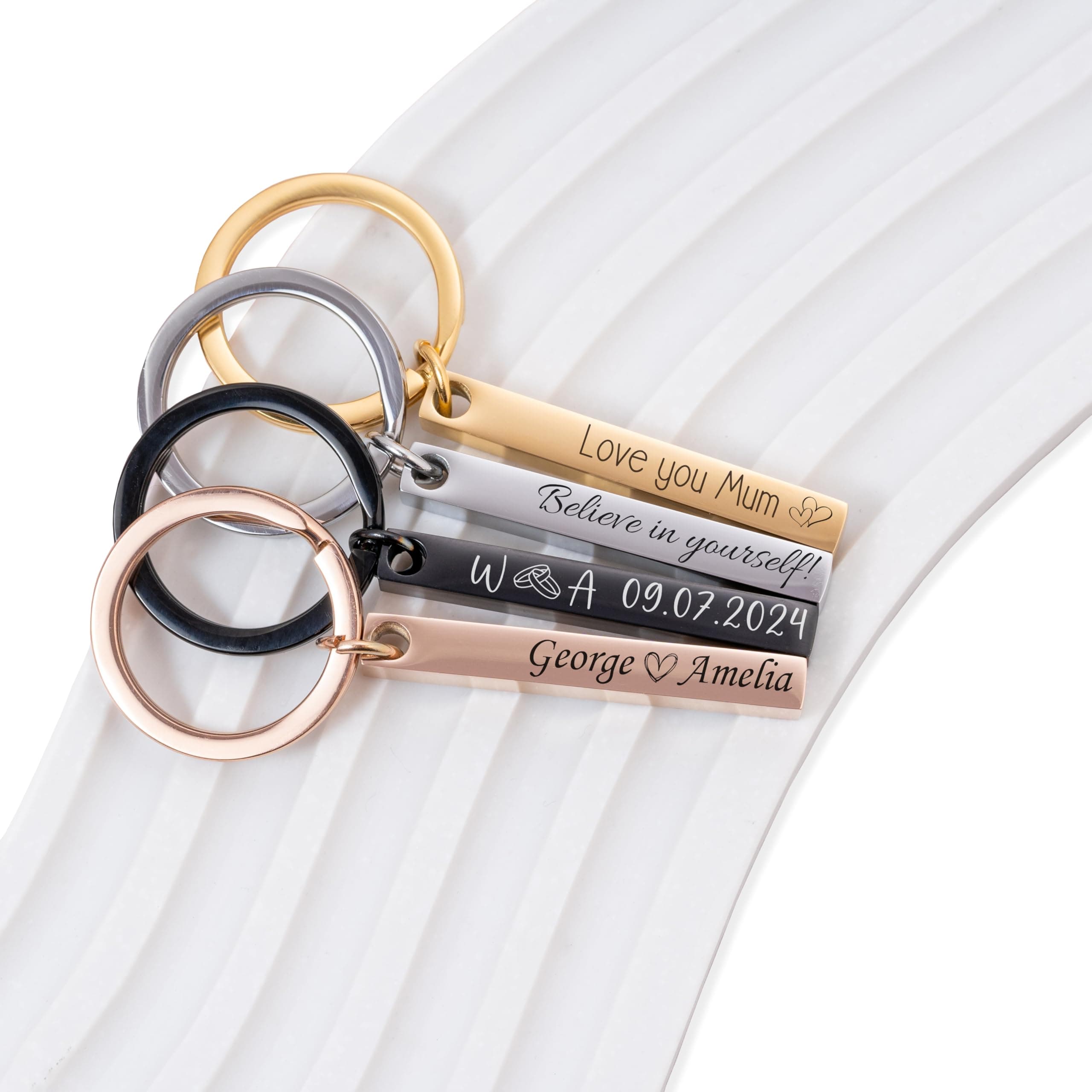 – Personalised Engraved Keyring, Custom made bar Keychain, Customisable Text, Personalised gift, Christmas gift, Stainless steel Keyring