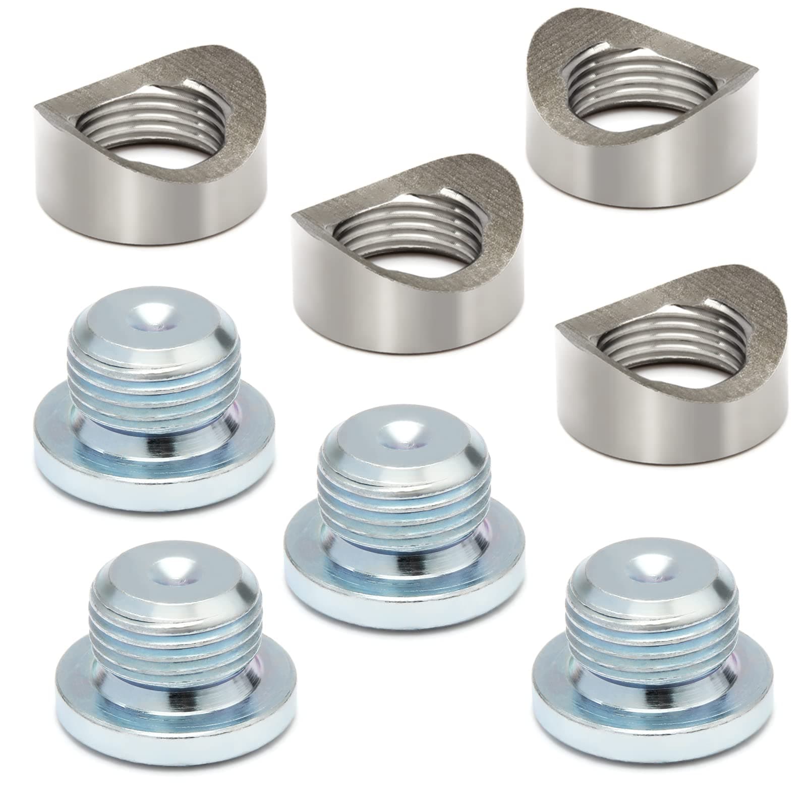 Ledaut Catalytic Converter Notched Style O2 Oxygen Sensor Bung And Plug (4 Bungs/ 4 Plugs) M18X1.5