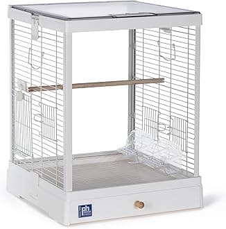 Prevue Pet Products Clear View Glass Bird Cage Crystal Palace for Small Birds - White Frame