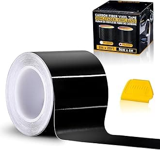 Spurtar Gloss Black Vinyl Wrap Tape with Tool- 5CM x 6M Adhesive Car Wrapping Paper Anti-Scratch Car Door Sill Protector Vehicle Sill Protectors Strips (High Gloss,2inchx20 Ft)