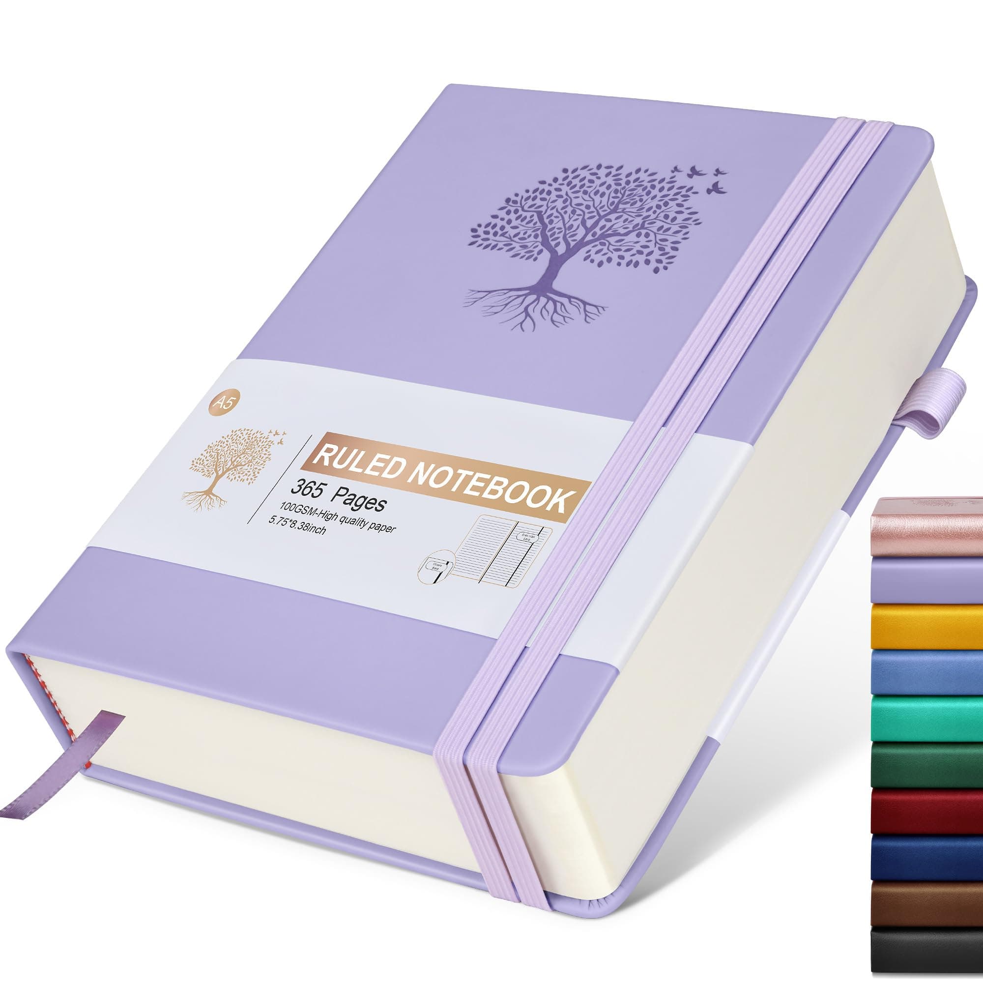 Lined Journal Notebook -365 Pages A5 Thick Journals for Writing Ruled Notebook, Pink Hardcover Leather Journals for Women Men, Daily Journal Notebook for Work, Note Taking ( 5.75'' X 8.38'' Purple)