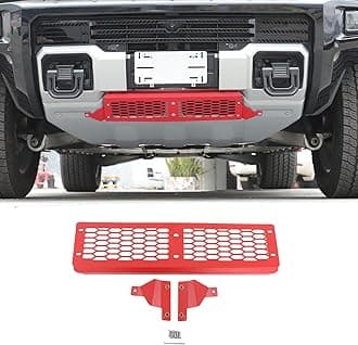 Front Bumper Grille for Hummer EV SUV/SUT Accessories Red Carbon Steel Front Bumper Cover Lower Guards Trim Panel Grill Air Intake Protector Accessories 1 Piece Mesh Style Lower Grille Trim