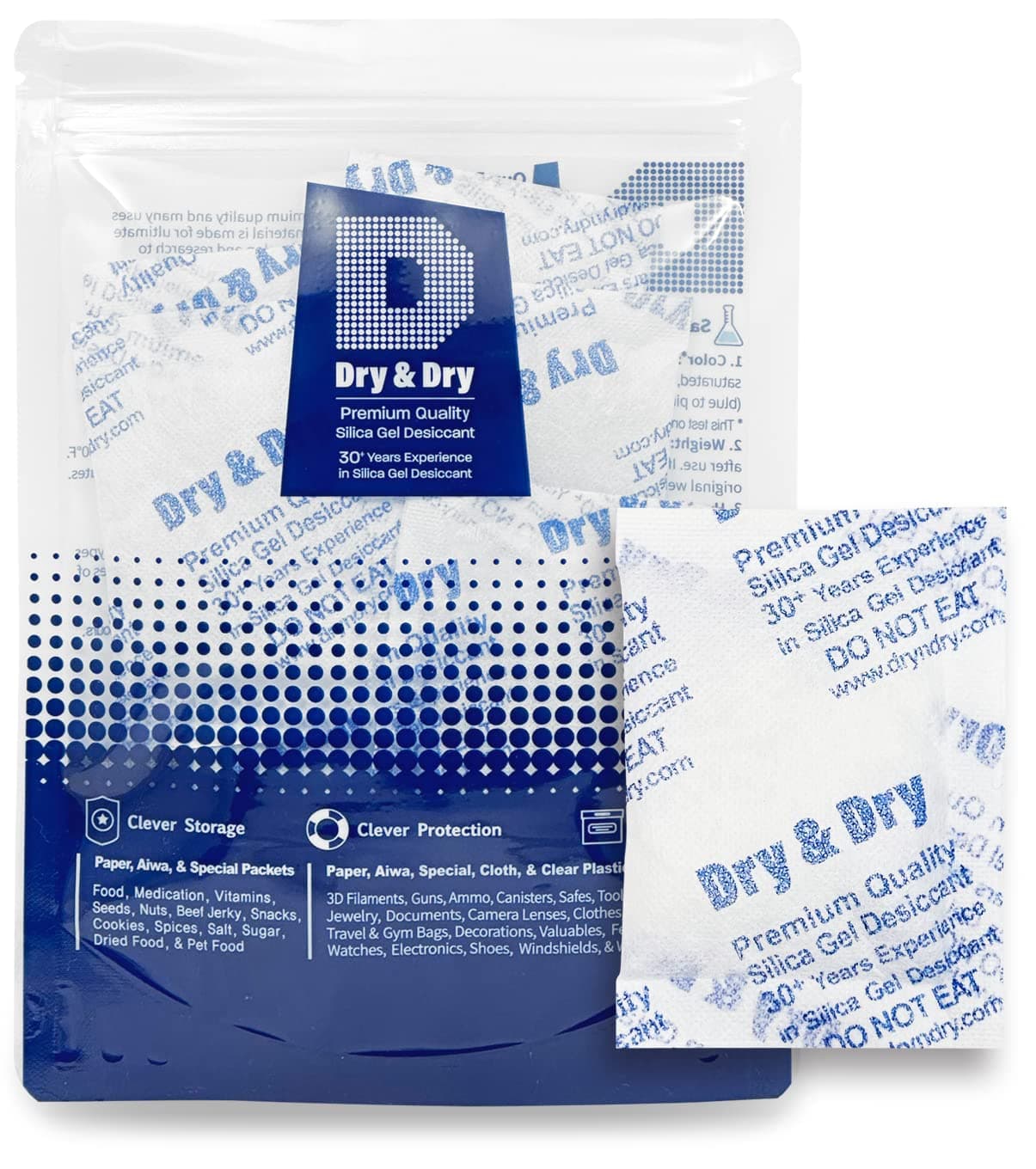 Dry & Dry 20 Gram [5 Packets] Silica Gel Packets Desiccants, Silica Packets - Rechargeable Silica Gel Packs, Silica Gel Packets, Desiccants Packets, Silica Gel