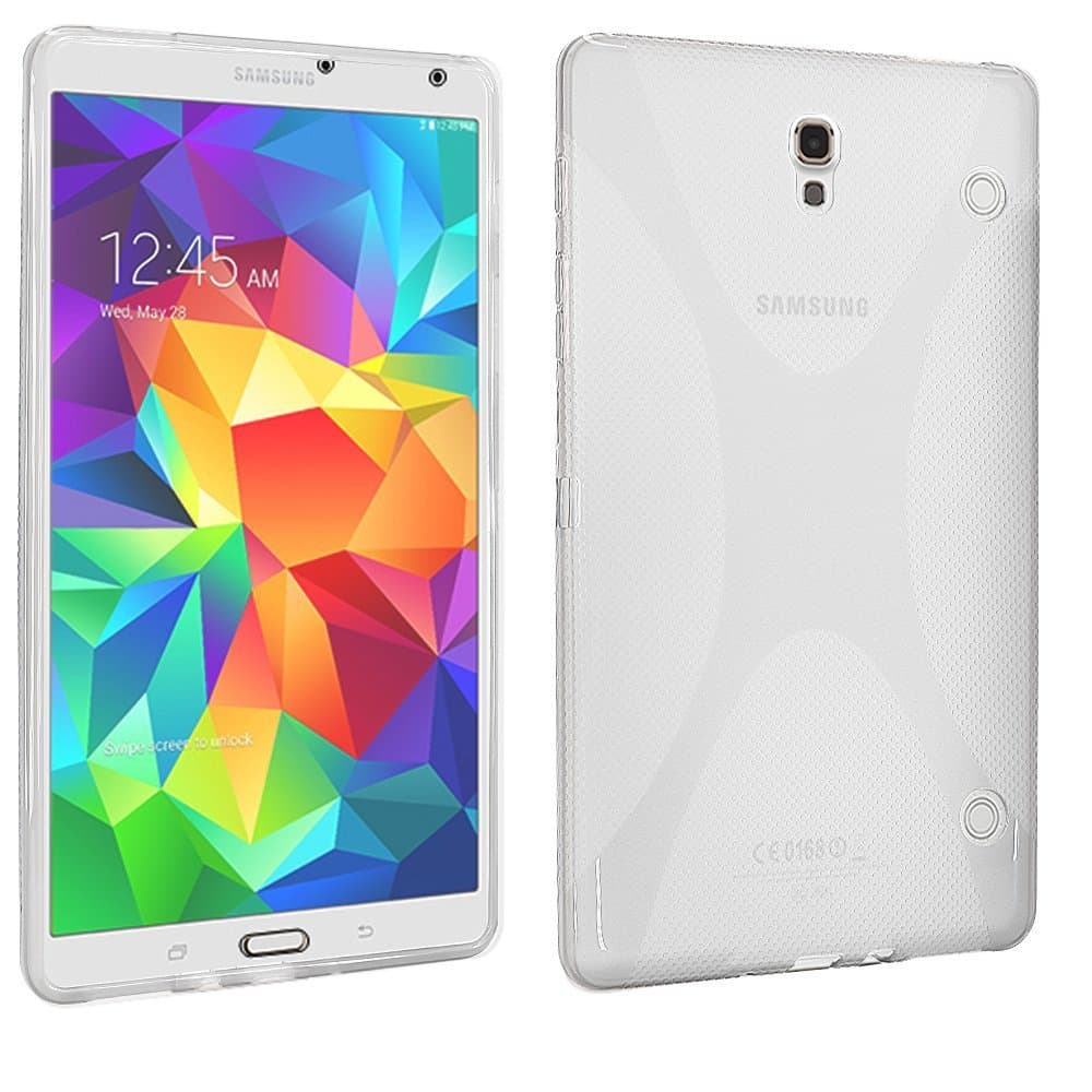 MAKEIT CASE Galaxy Tab S 8.4 Case, X Design Slim TPU Gel Rubber Soft Skin Case Cover for Samsung Galaxy Tab S 8.4-Inch (SM-T700) Clear