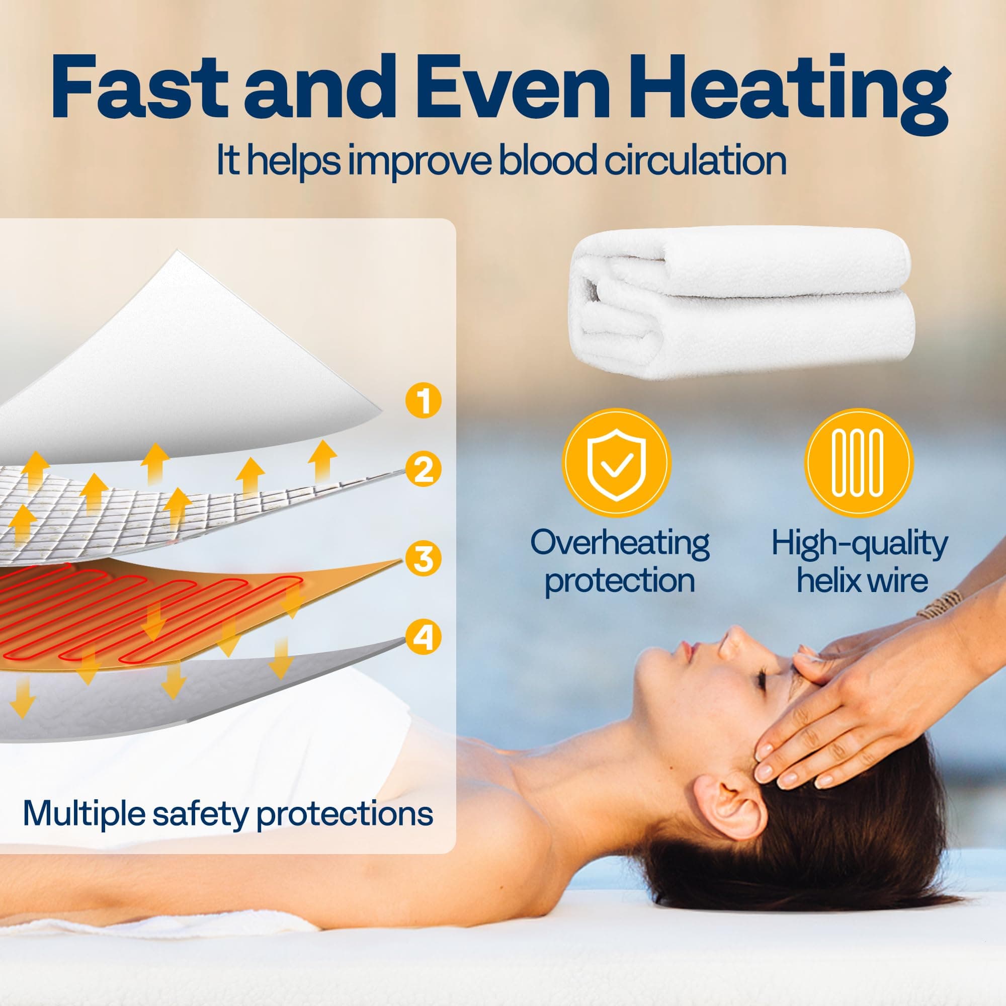 VIVOHOME Massage Table Warmer with Timer and 5 Heat Settings from 77℉ to 113℉ for Spa Bed, 71" X 30" (L X W)