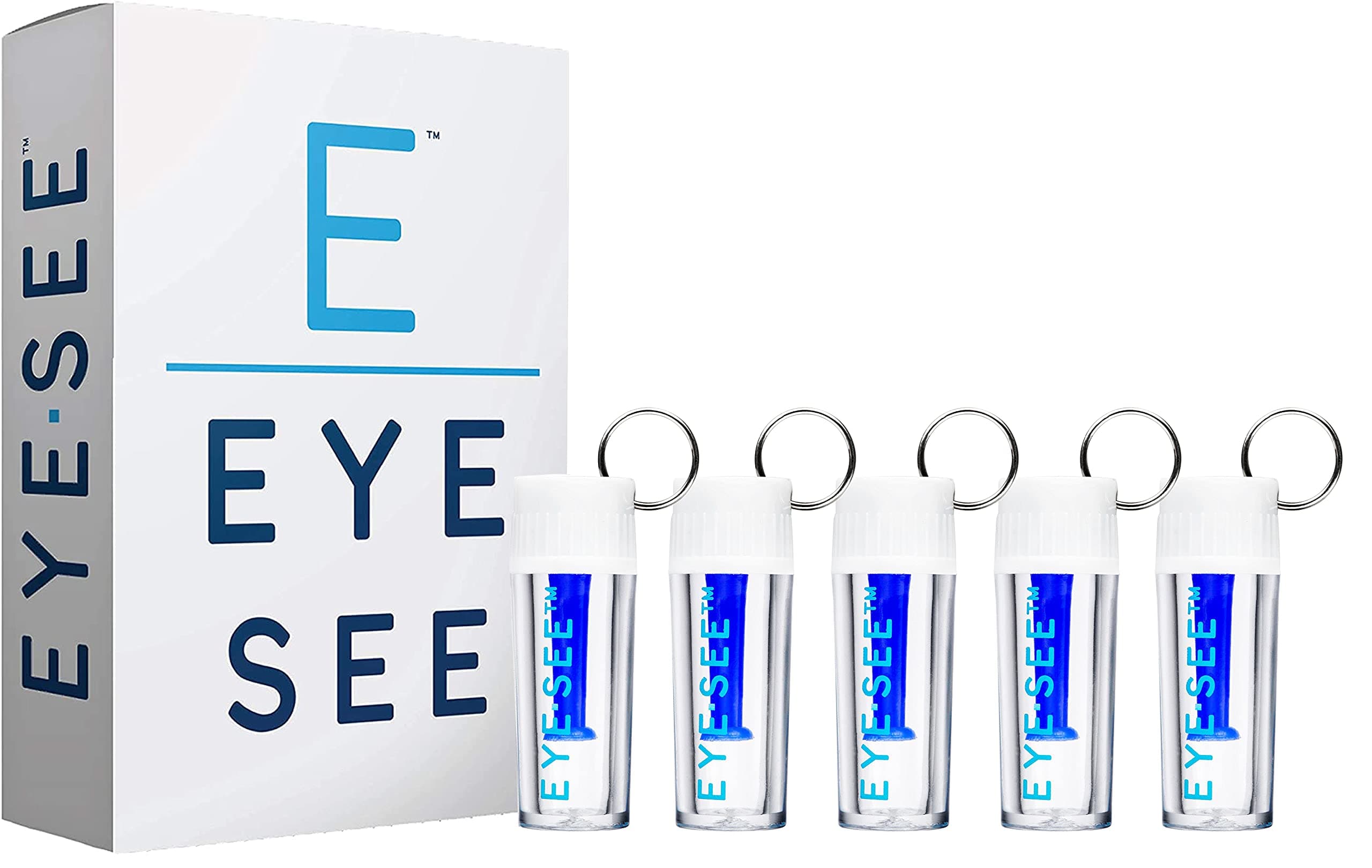 EyeSee Hard Contact Lens Remover and Applicator Solid RGP Plunger w/Keyring Attachment- Allows for Easy Removal/Application of Sclera Contacts - Box of 5 (Blue)