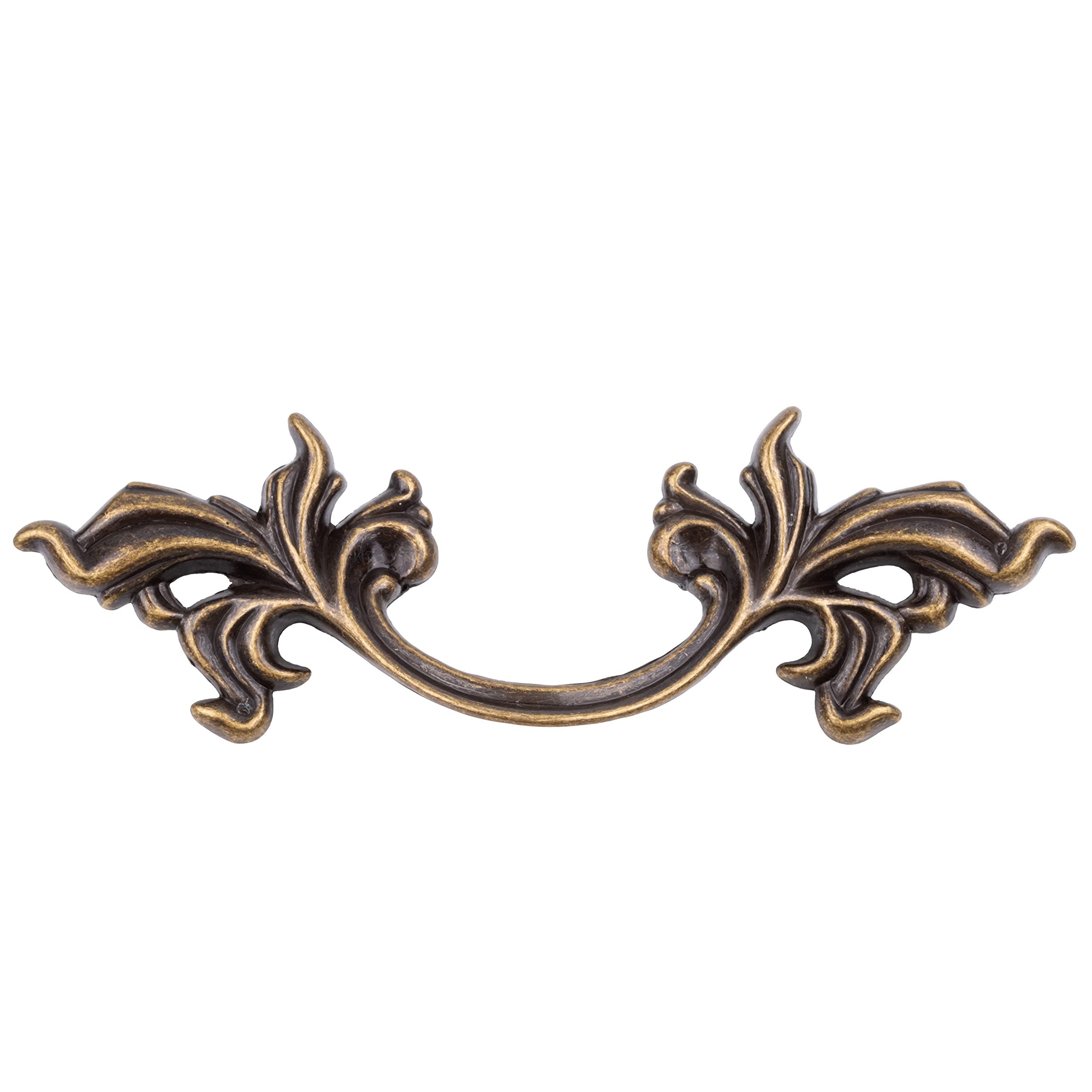French Provincial Antique Brass Grape Leaf Drawer Pull | Centers: 3" | Handle for Antique Cabinet Door, Dresser Drawer, Desk | Reproduction Furniture Hardware | DL-P2773-BB (10)