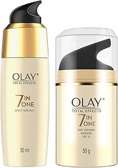 Olay Serum Total Effects 7 in 1, Anti-Ageing Smoothing Serum, 50 ml And Olay Day Cream Total Effects 7 in 1, Anti-Ageing SPF 15, 50g