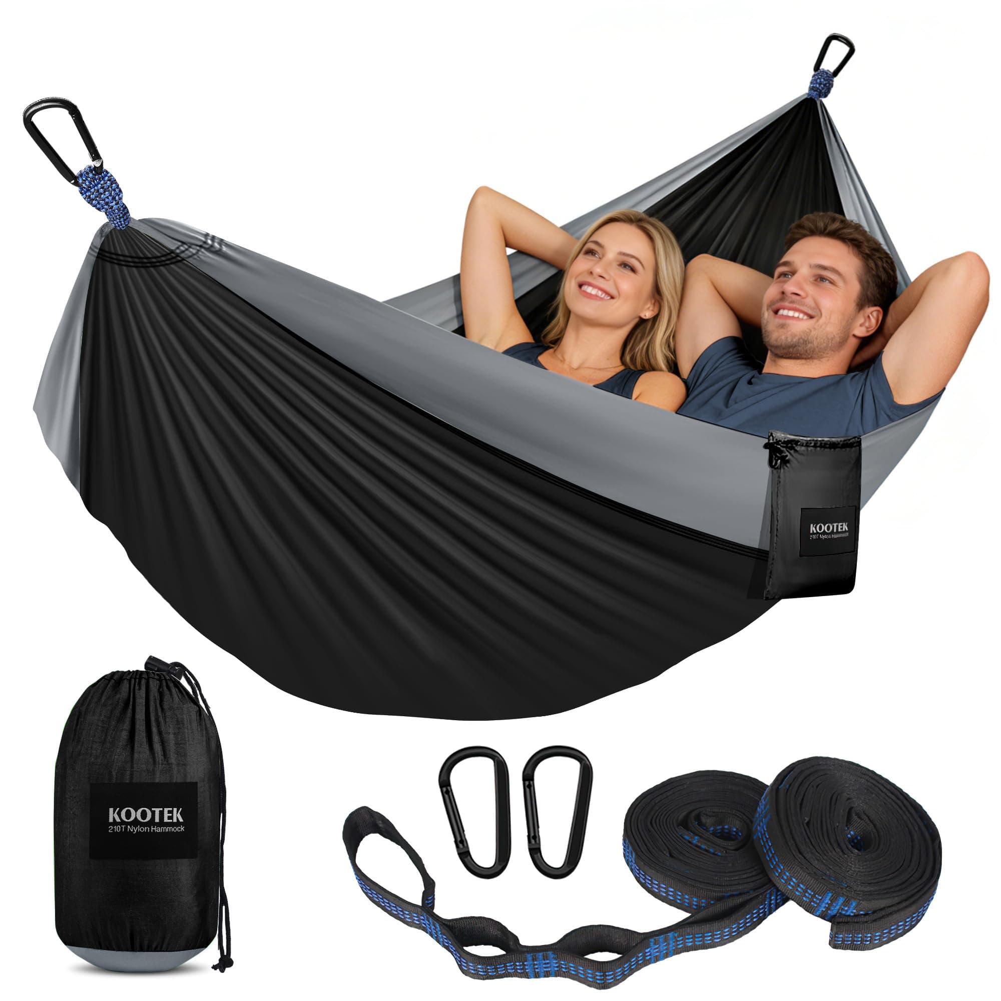 Kootek Camping Hammock, Portable Hammocks with Tree Straps & Attached Carry Bag, Camping Essentials Gear, Perfect for Outside Indoor Hiking Beach Backpack Travel