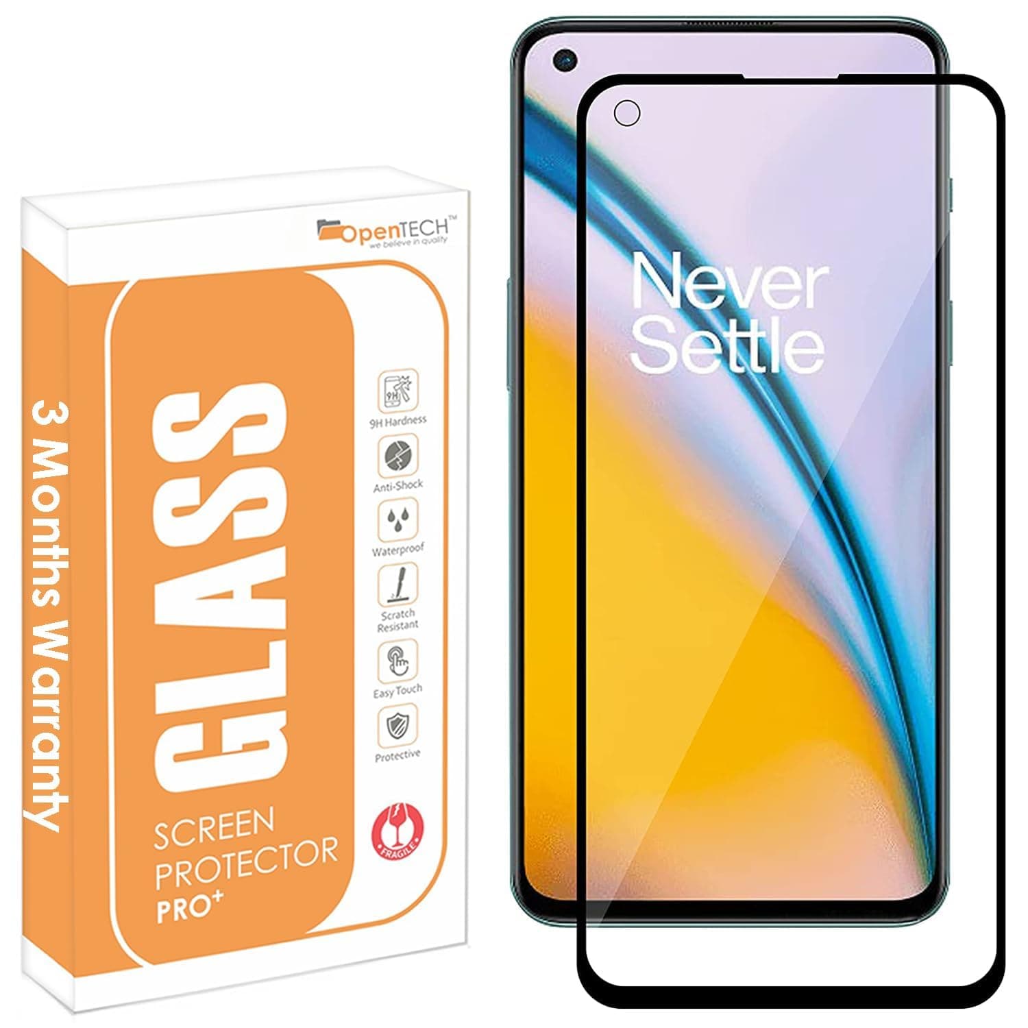OpenTech® Military-Grade Tempered Glass Screen Protector Compatible for Oneplus Nord CE 2 Lite 5G (2022) with Edge to Edge Coverage and Easy Installation kit