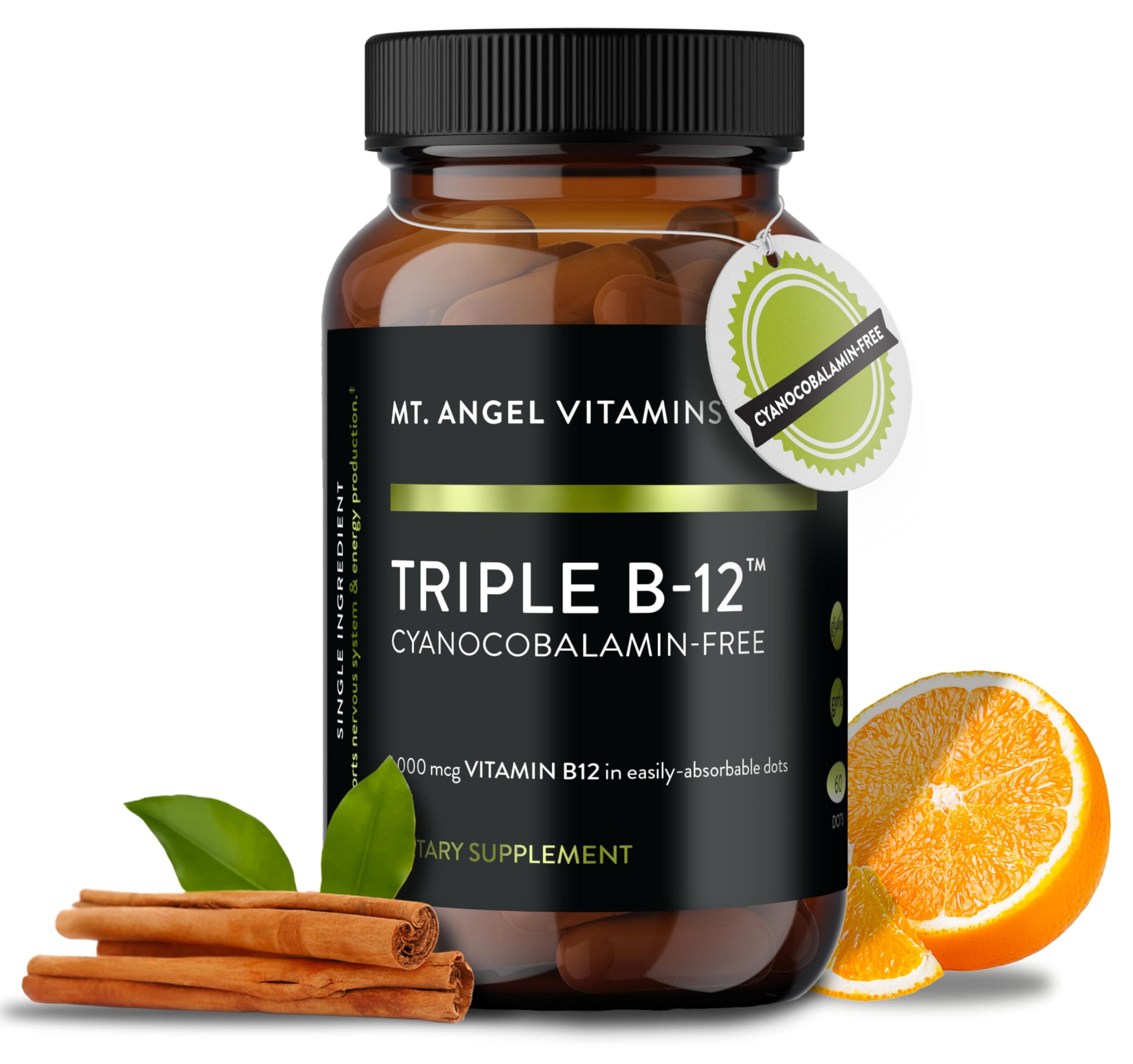 Mt. Angel Vitamins - Triple B-12 Dots | Fast-Dissolving Dots, Blend of Methylcobalamin, Adenosylcobalamin & Hydroxocobalamin, Supports Energy and Nervous System Health – 60 Dots