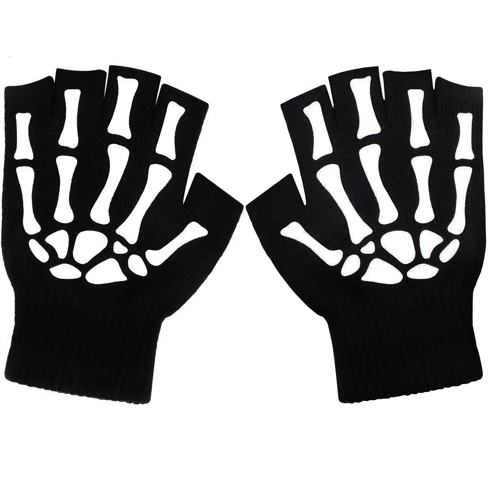 Skeleton Gloves,Glow in the Dark Touch Screen Thickened Full/Half Finger for Costume Cosplay Accessories