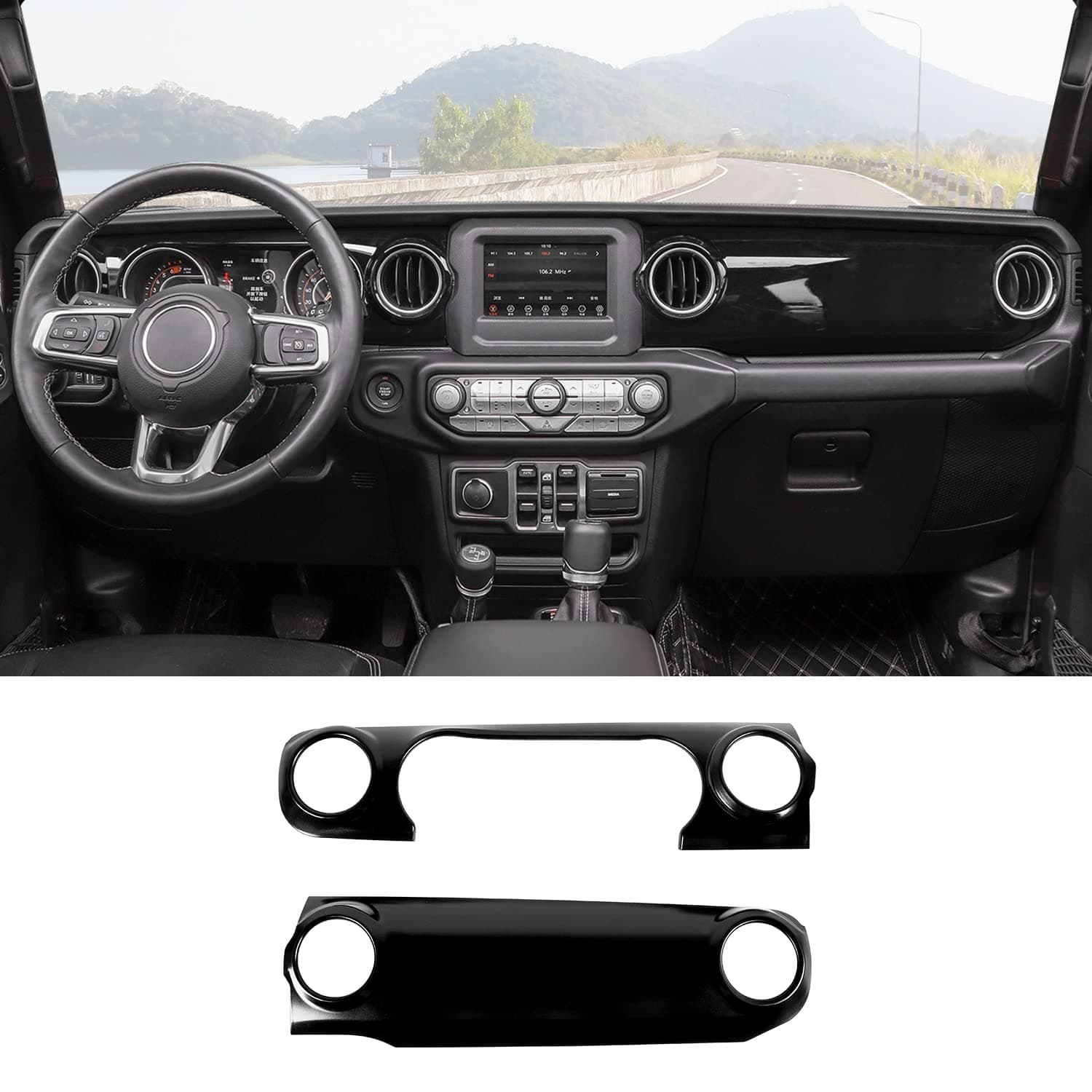 RT-TCZ Center Console Trim Cover Dashboard Control Panel Cover Decorative Interior Accessories for Jeep Wrangler JL JLU & Gladiator JT 2018-2022,Black