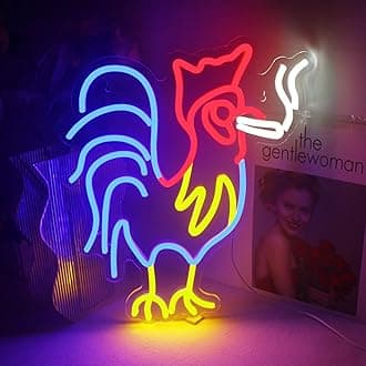 Rooster Chicken Neon Sign Red Blue Led Signs for Wall Decor Animal Lights Room Decor Birthday Party Gifts Decoration Aesthetic