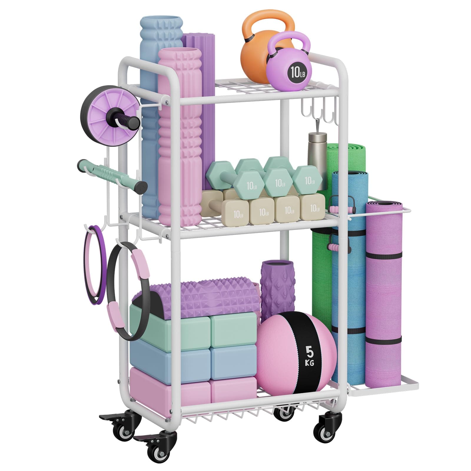 Multi-Functional Home Gym Storage Rack - Yoga Mat Storage Rack, Dumbbell Weight Rack & Workout Equipment Storage with Heavy-Duty Steel Construction for Gym Fitness Organizer