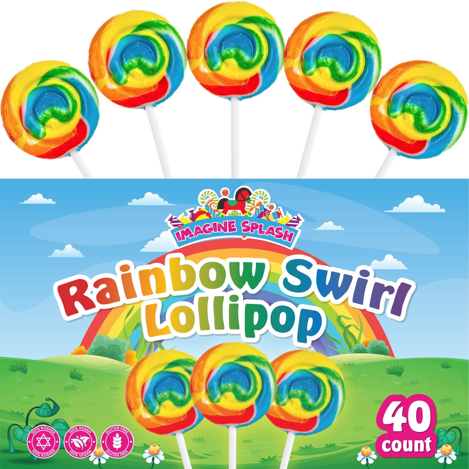 Rainbow Swirl Pops - 40 Suckers