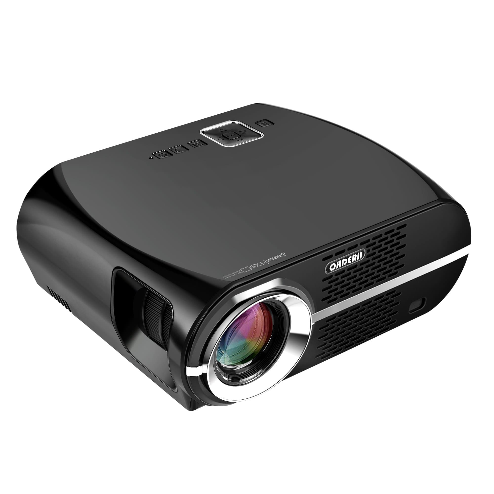 Projector, Ohderii Efficiency Multimedia Home Theater Projectors 1280 800 Native Resolution Support 1080P HD-Ideal for Outdoor Indoor Movie or Video Games (Black)