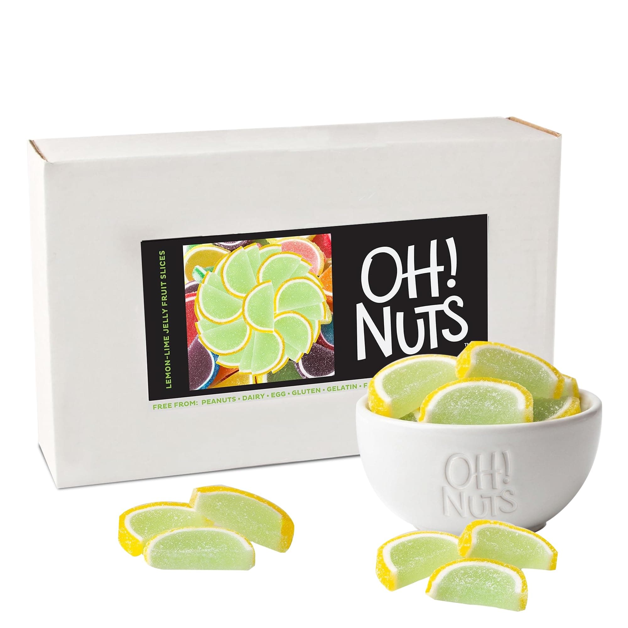 Oh! Nuts Lemon-Lime Jelly Fruit Slices Sugar Candy - 5 LB Bulk Bag - Traditional Old Fashioned Chewy Gummy Sweet Confectionery - Gluten-Free, Kosher Certified Pareve (150 CT)