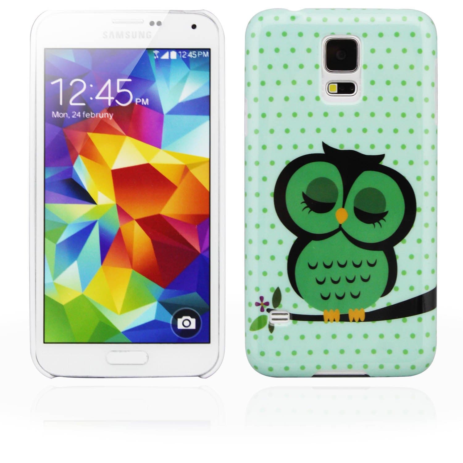 EnGive Creative Design Green OWL Hard Plastic Case Cover for Samsung Galaxy S5 G900