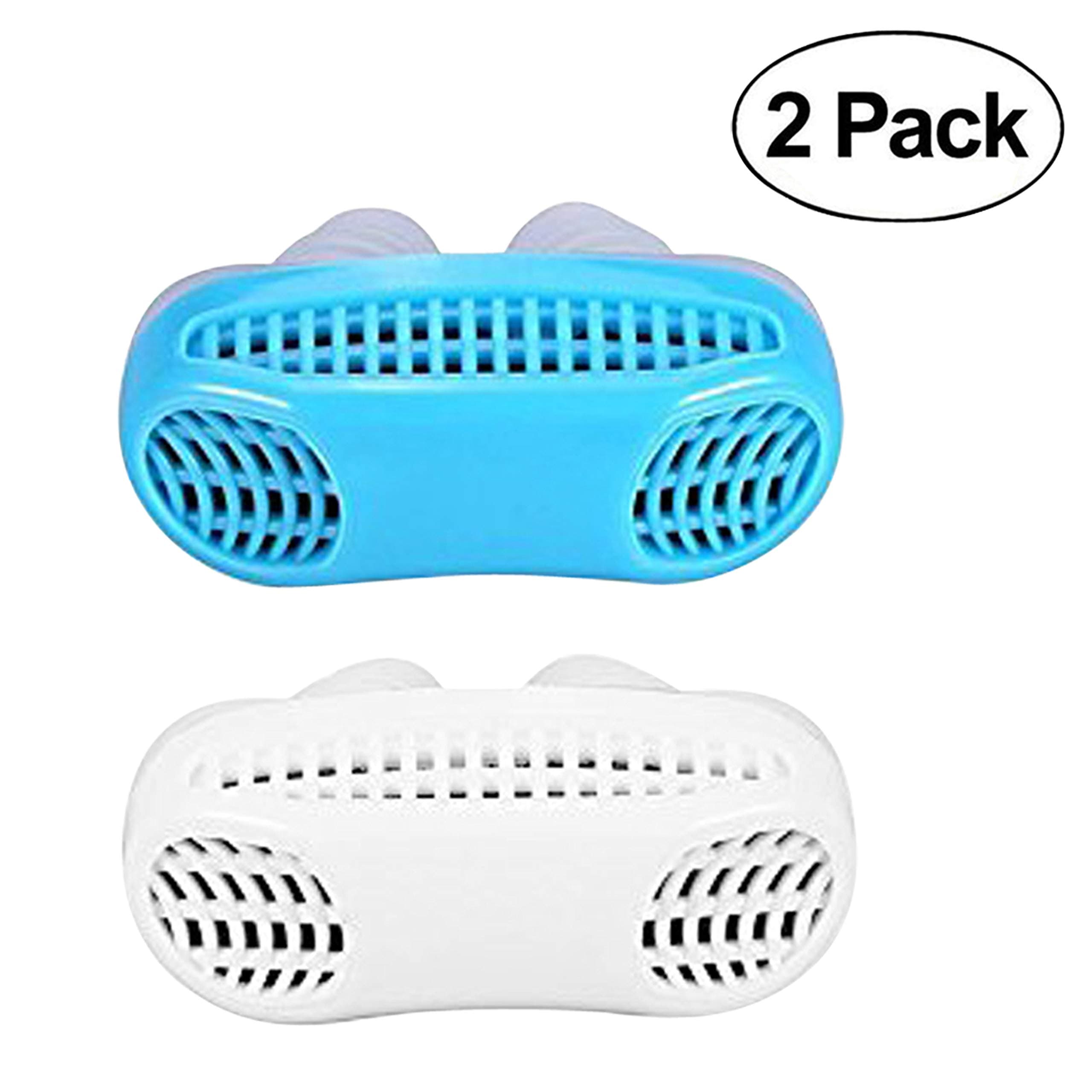 Anti Snore Devices, Mulan Snoring Solution 2 Pack Snore Stopper Nose Vents Aid Air Purifier for Women Men Snoring Noise Canceling Breathing Aid (Blue and White)