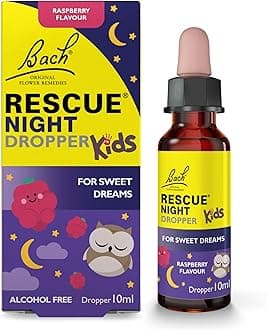 Rescue Kids Night Dropper (10ml), Raspberry, Soothing Support for Restful Nights, Flower Essences, to Support Your Child and Promote A Calming Bedtime Routine, Alcohol Free
