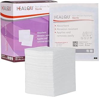 HEALQU Compresses - Gauze Dressings Pack of 50 (25 x 2 Packaging | 10 x 10 cm) - Extra Absorbent, Sterile, Non-Woven Fleece Dressings for Wound Care, as well as Cleaning & Preparation of Wounds