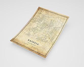 MG Global Rustic Poster of Batavia Illinois | 11x17 12x18 16x24 24x36 Vintage Unframed Print | Antique Hometown City Wall Art for Gift | Home Office Decor