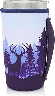 Neoprene Insulated Sleeves Cup Holder with Handle for 20oz Tumbler Cups, Reusable Iced Coffee Sleeve For 30oz - 32oz coffee cups(Foggy Forest)