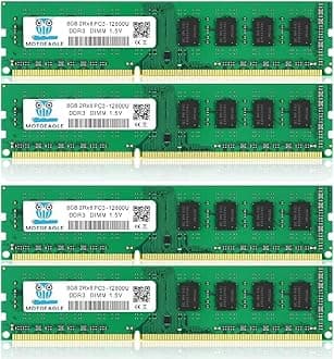 32GB (4X8GB) PC3-12800U DDR3-1600 UDIMM 2Rx8 DIMM RAM DDR3 8GB 1600MHz SDRAM 240-Pin 1.5V CL11 Non-ECC Desktop PC Memory Kit