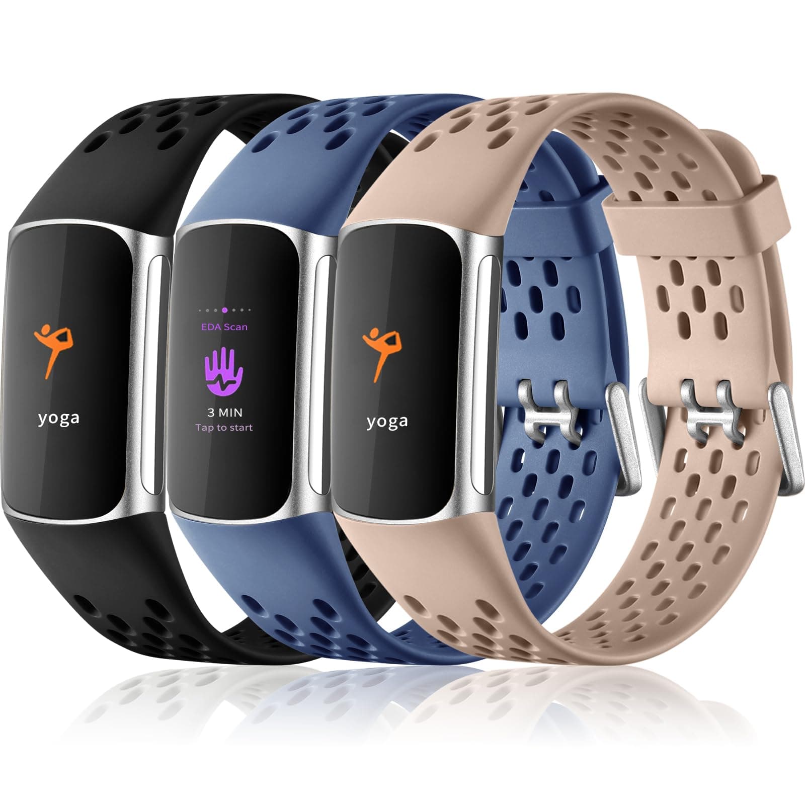 Compatible with Fitbit Charge 5/ Fitbit Charge 6 Bands Women Men, Breathable Sport Band Soft Waterproof Replacement Wristbands Strap for Fitbit Charge 5/ Charge 6 Advanced Fitness Tracker