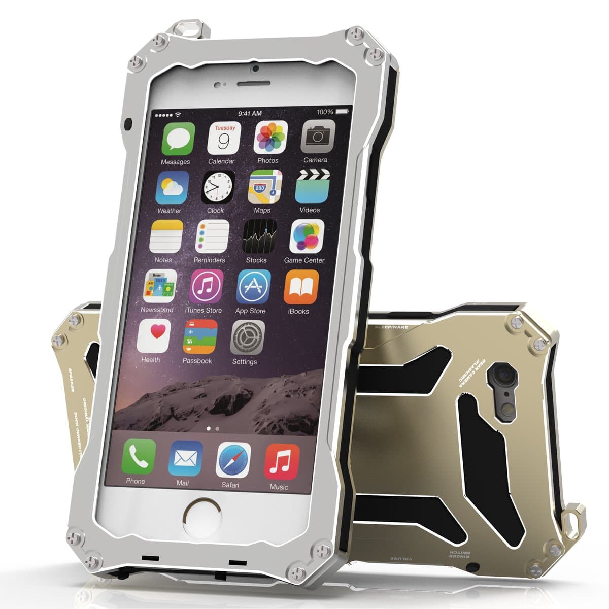 COMC Aluminum Silicone Dual Layer Protective Bumper Case Tempered Glass Screen Protector Cover for iPhone 6 4.7 Inch / iPhone 6s (Silver)