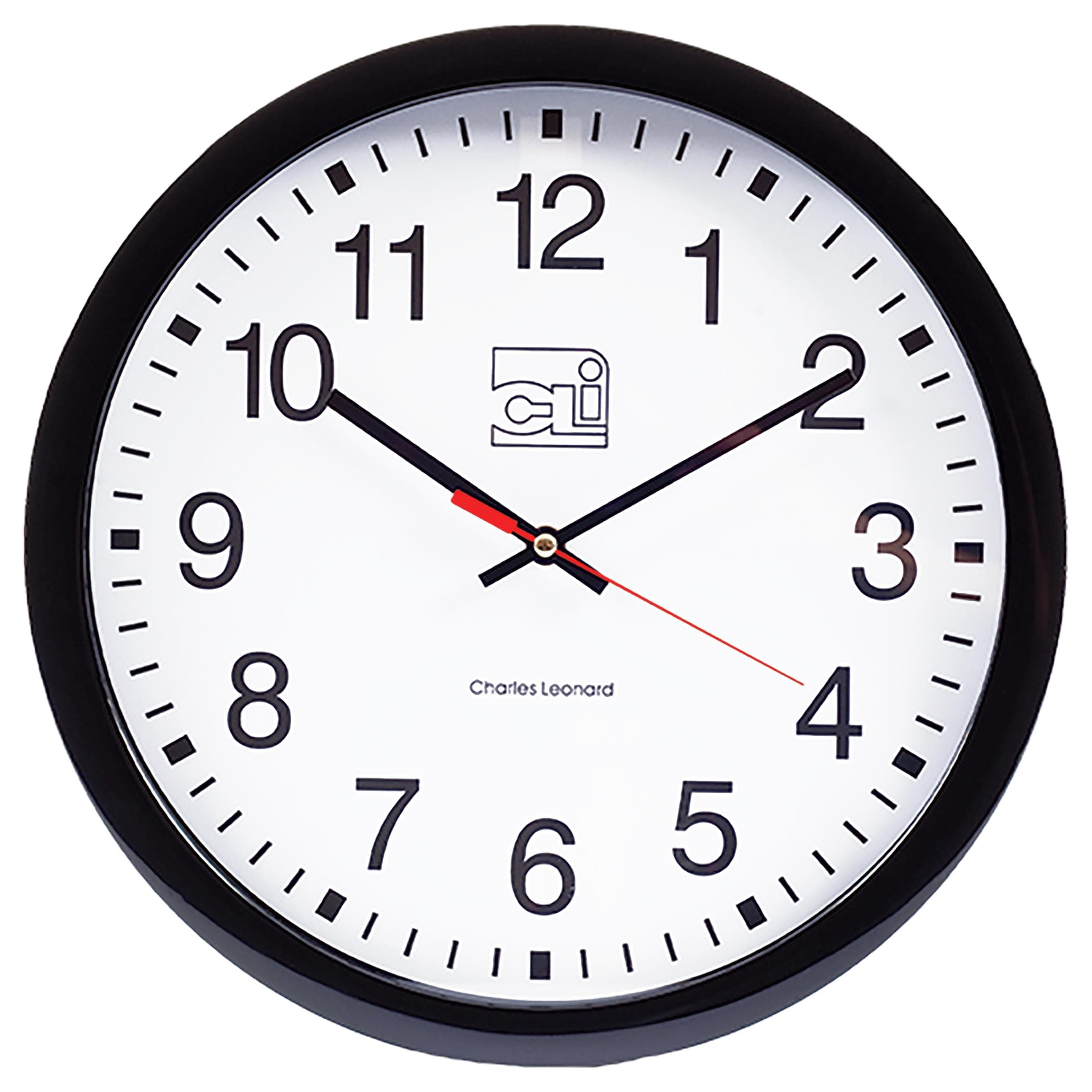 Round Wall Clock, 14 Inch Thinline Quartz with 12 Inch Dial, Analog with Second Hand, Black/White (76820)