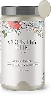 Country Chic All-in-One Chalk Paint for Furniture, Cabinets, Home Decor, Eco-Friendly, Matte Finish, Built-In Primer & Top Coat for Wood, Metal - Sunday Tea (Warm Grey) - Quart 32 oz (950 ml)