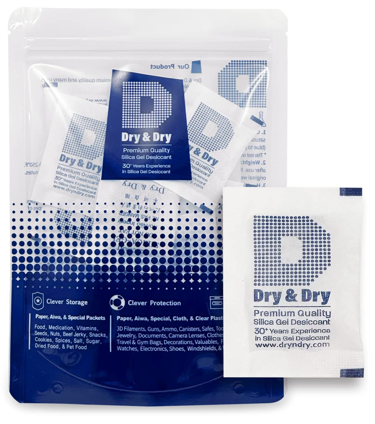 Dry & Dry 5 Gram [55 Packets] Silica Gel Packets, Desiccants - Rechargeable Fabric Silica Gel Packs, Silica Gel, Silica Packets, Desiccant Packs for Storage