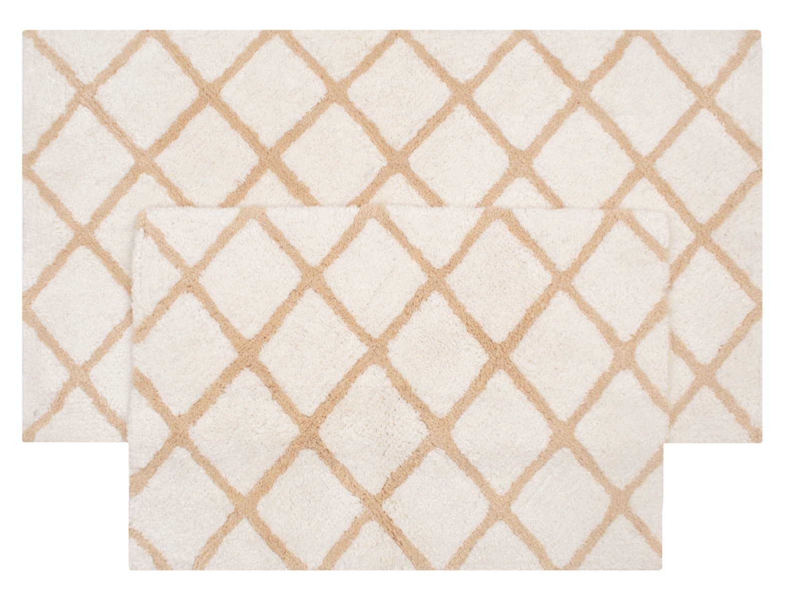 VALUE HOMEZZ Atrium Bath Rugs Size 21 x 34/17 x 24 inches Non Skid High Absorbency & Durable Machine Washable Bath Mat (Beige & White)
