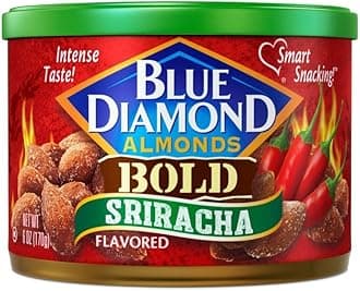 Blue Diamond Almonds Sriracha Flavored Snack Nuts, 6 Oz Resealable Can (Pack of 1)