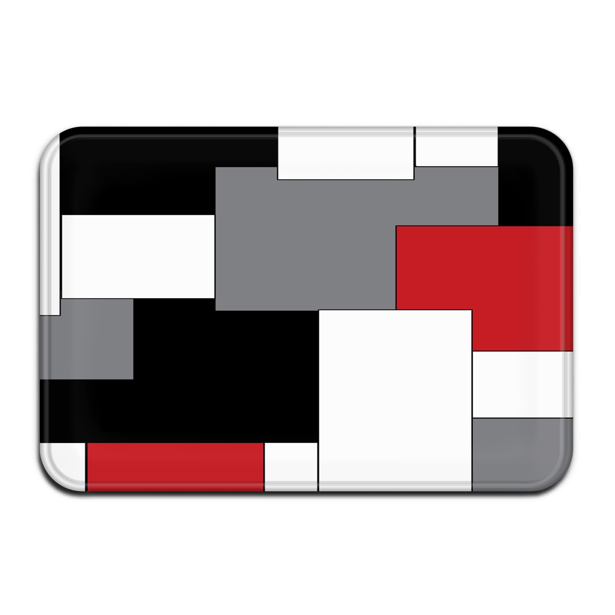 White,Grey,Black and Red Irregular Geometric Splicing Print Door Mat Entrance Mat Floor Mat Rug Indoor/Outdoor/Front Door/Bathroom/Kitchen Mats Rubber Super Absorbent Non Slip (23.6"x15.7" 60cmx40cm)