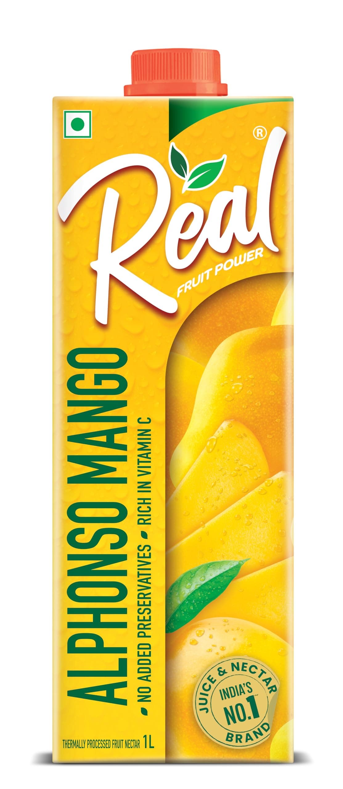 Real Alphonso Mango Fruit Juice-1L | Rich In Vitamin C | No Added Preservatives, Artificial Colors & Flavours | Goodness Of Best Fruits | Tasty, Refreshing & Energising