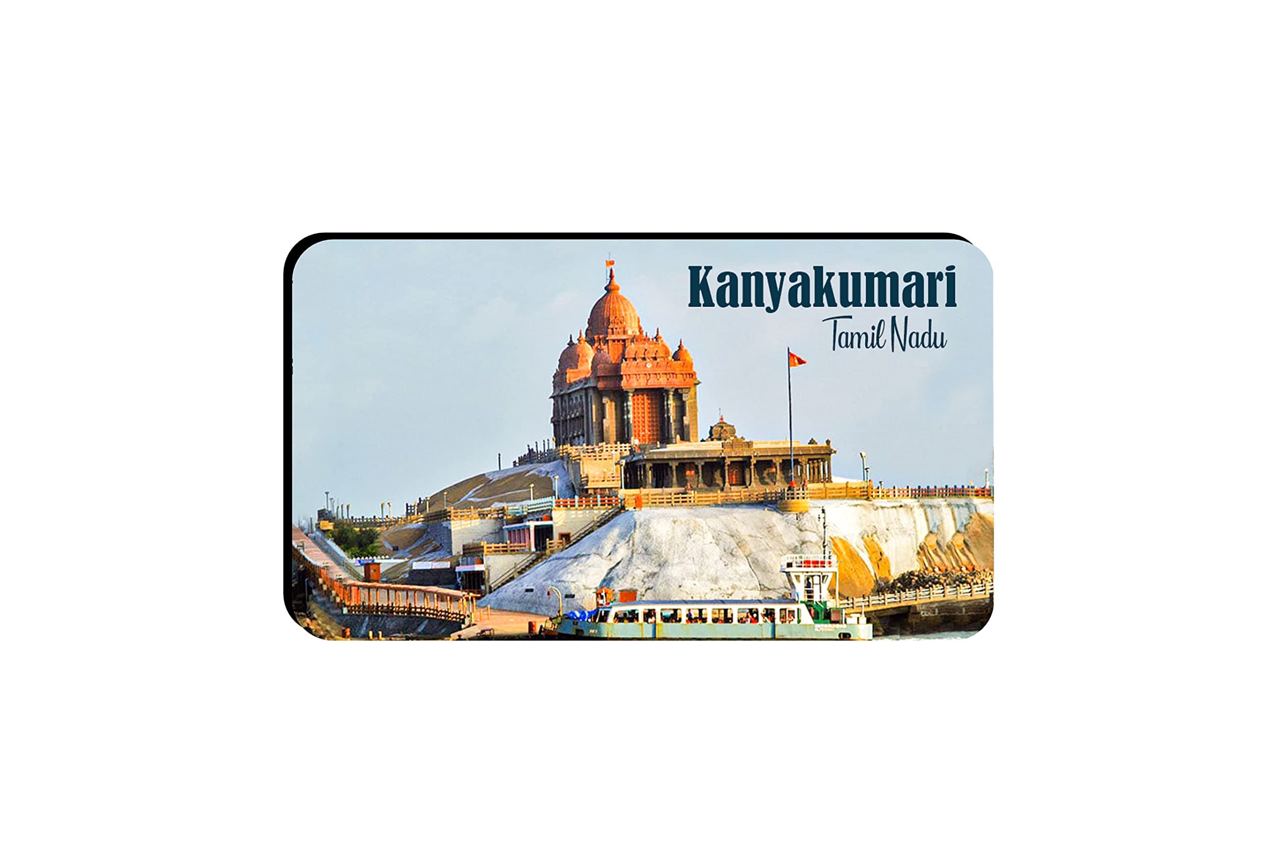 AVI Rubber Rectangular Fridge Magnet Multicolour Kanyakumari Tamil Nadu Design Travel Souvenir RFM00145