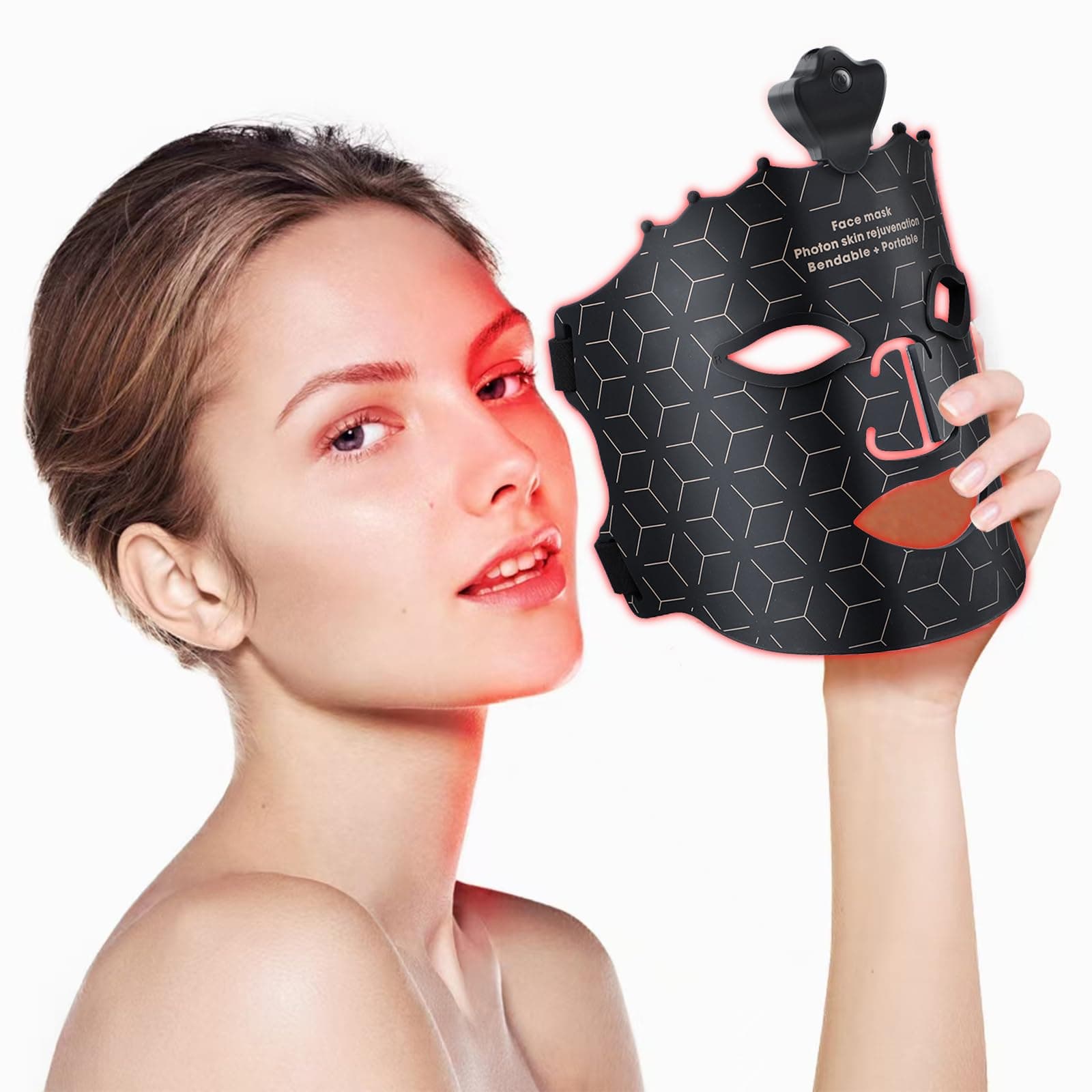 Red Light Therapy Mask for Face, 7 Colors LED Face Mask Light Therapy At Home, Led Face Mask Light Therapy, Black