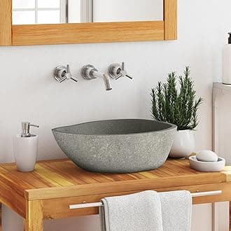 Oval River Stone Washbasin (37-46) x (29-36) cm, Countertop Washbasin, Bathroom Sink Countertop Sink, Locker Rooms, Guest Toilet A