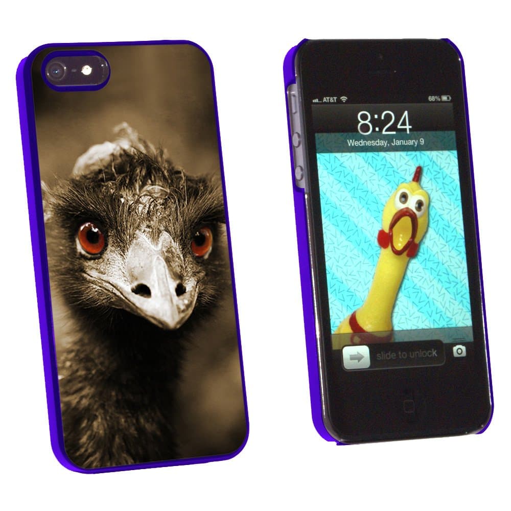Graphics and More Funny Ostrich Bird - Snap-On Hard Protective Case for Apple iPhone 5/5s - Non-Retail Packaging - Blue