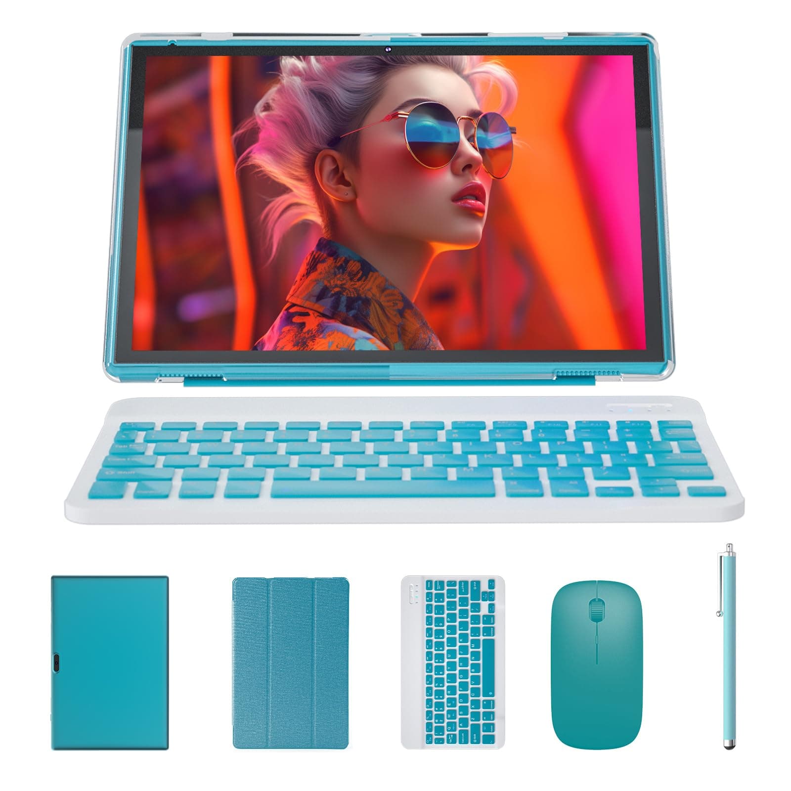 ATOZEE Tablet 2 in 1 Android 14 Tablet with Keyboard 10 inch Tabletas, Include Mouse Stylus Pen Case, 6000mAh 6GB+32GB ROM 1TB Expandable Tableta, 2MP+8MP Dual Camera, WiFi-6 BT Tablets PC.