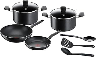 Tefal Aluminum Super Cook Non-Stick Cookware Set, Black, 9Pcs, B459S984, Online Exclusive